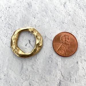 Organic Hammered Ring Link, Eternity Connector, Gold Oval Hoop, Circle Jewelry Supply, GL-6127