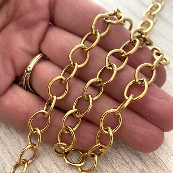 Load image into Gallery viewer, Large Smooth Chain, Oval Cable Bulk Chain By Foot, Gold Necklace Bracelet Jewelry Making GL-2028
