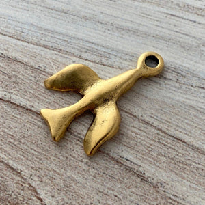 Modern Dove Charm, Simple Gold Holy Spirit, Rosary Making Jewelry Supplies, GL-6133