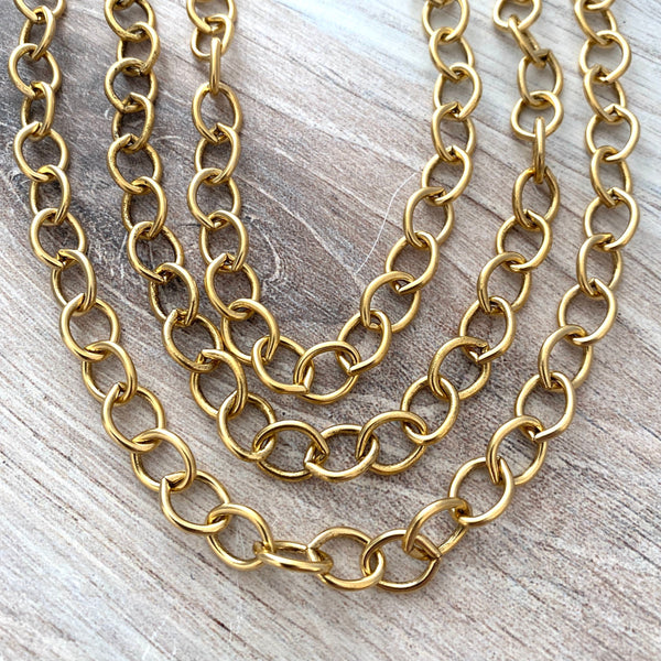Load image into Gallery viewer, Large Smooth Chain, Oval Cable Bulk Chain By Foot, Gold Necklace Bracelet Jewelry Making GL-2028
