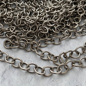 Large Smooth Chain, Oval Cable Bulk Chain By Foot, Silver Necklace Bracelet Jewelry Making PW-2028