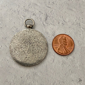 Large Old French Marianne Medal Replica, Antiqued Silver Charm Pendant, Woman Lady Coin, Jewelry Supplies, PW-6134