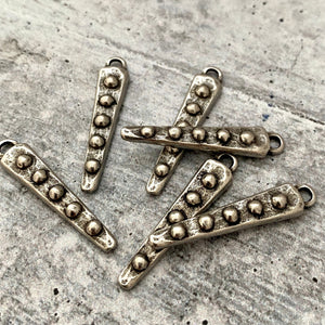2 Dotted Dangles, Antiqued Silver Pewter Spike Charms, Jewelry Making Components Supplies, PW-6146