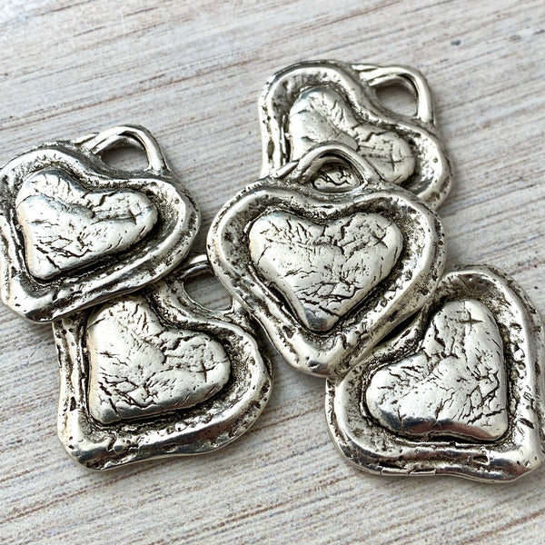 Load image into Gallery viewer, Artisan Heart Pendant, Antiqued Oxidized Silver Love Charm, Wedding Gift Favor, Carson&#39;s Cove, SL-1121
