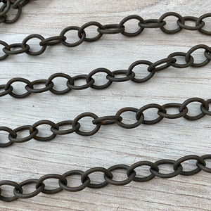 Large Smooth Chain, Oval Cable Bulk Chain By Foot, Rustic Brown Necklace Bracelet Jewelry Making BR-2028