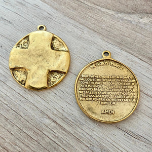 Lord's Prayer Religious Medal, Jewelry Making, Communion, GL-6175