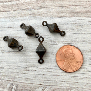 4 Connectors, Rustic Brown Diamond Shaped Connector, Carsons Cove, BR-6180