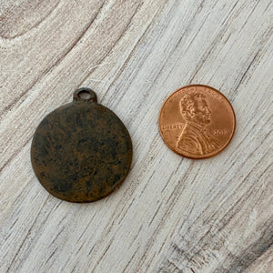 Old World Spanish Coin Replica, Cross Charm Pendant, Rustic Shipwreck Treasure, Jewelry Supplies, BR-6183