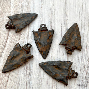 Arrowhead Charm, Rustic Brown Pendant Nature Charm, Native American Jewelry, Vintage Tribal Charm, Spiritual Jewelry, BR-6187