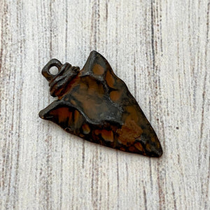 Arrowhead Charm, Rustic Brown Pendant Nature Charm, Native American Jewelry, Vintage Tribal Charm, Spiritual Jewelry, BR-6187