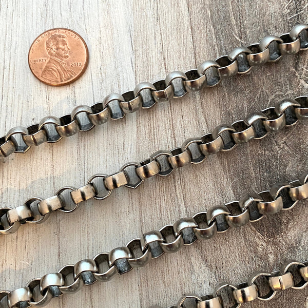 Load image into Gallery viewer, Large Rolo Chain, Thick Chunky Silver Chain by the Foot, Carson&#39;s Cove Jewelry Supplies, PW-2031
