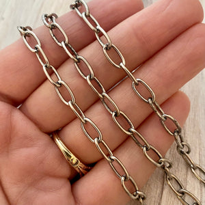 Clip Chain, Minimalist Rectangle Silver Chain by the Foot, Paperclip, Jewelry Supplies, PW-2033