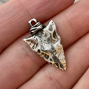 Arrowhead Charm, Silver Pendant Nature Charm, Native American Jewelry, Vintage Tribal Charm, Spiritual Jewelry, PW-6187