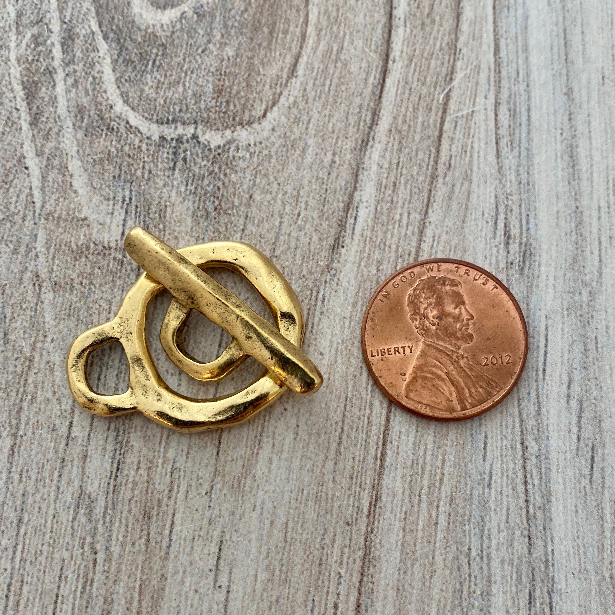 Large Organic Toggle Clasp, Antiqued Gold Closure, Artisan