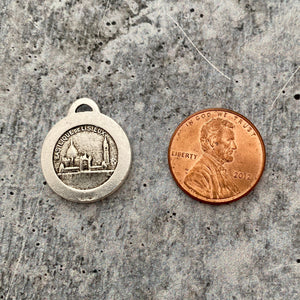 Catholic Medal, St. Theresa, Silver Medal Charm, St. Therese de Lisieux, Religious Charm, Catholic Pendant, Religious Jewelry Supply SL-6030