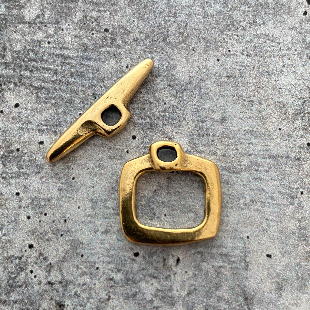 Smooth Square Toggle Clasp, Antiqued Gold Closure, Organic Artisan Nec –  Carson's Cove