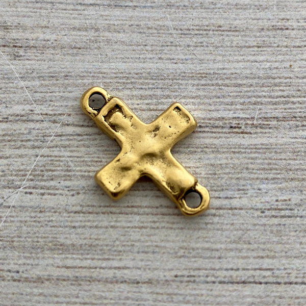 Load image into Gallery viewer, Cross Connector, Antiqued Gold Artisan Charm, Jewelry Making Supplies, GL-6201
