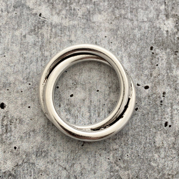 Load image into Gallery viewer, Double Ring Connector Link, Eternity Hoop Charm Holder, Leather Connector, Large Silver Circle, SL-6197
