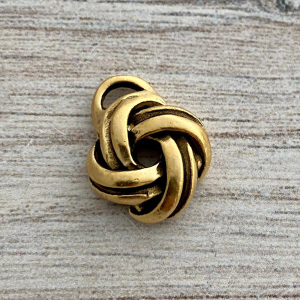 Load image into Gallery viewer, Knot Charm, Antiqued Gold Love Knot Pendant, Jewelry Supply, GL-6196
