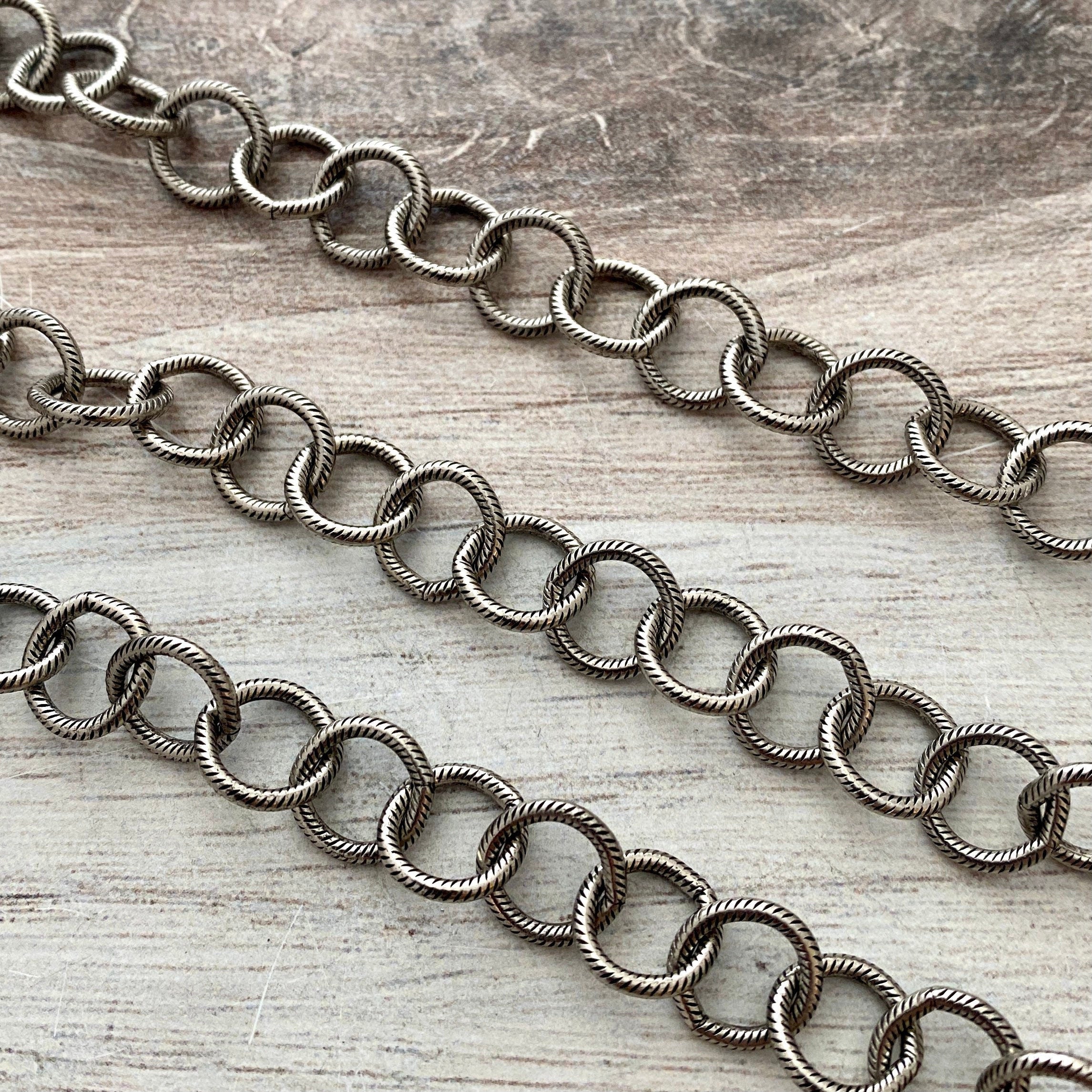 Large Textured Etched Chain, Circle Cable Bulk Chain By Foot, Silver ...