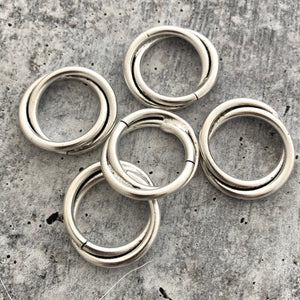 Double Ring Connector Link, Eternity Hoop Charm Holder, Leather Connector, Large Silver Circle, SL-6197