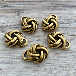 Knot Charm, Antiqued Gold Love Knot Pendant, Jewelry Supply, GL-6196