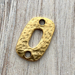 Hammered Oval Connector, Textured Rectangle Link, Gold Jewelry Supply, GL-6206