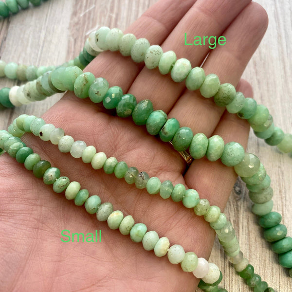 Load image into Gallery viewer, Half Strand Chrysoprase Beads, Faceted Rondelles, Various Sizes, BD-0009, BD-0010
