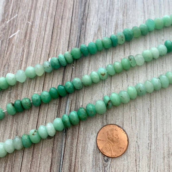 Load image into Gallery viewer, Full Strand Chrysoprase Beads, Faceted Rondelles, Various Sizes, BD-0009, BD-0010
