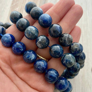 Half Strand Deep Blue Kyanite, Round Loose Beads 12mm, BD-0012