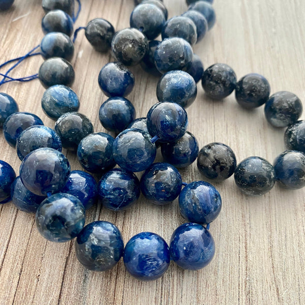 Load image into Gallery viewer, Half Strand Deep Blue Kyanite, Round Loose Beads 12mm, BD-0012

