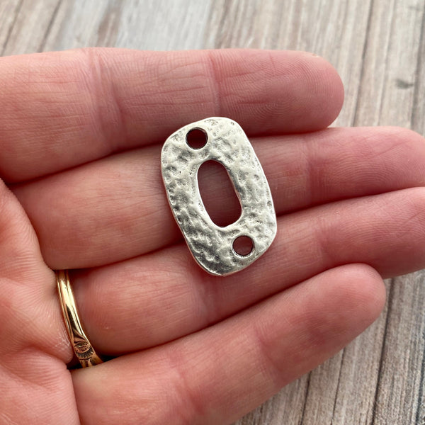 Load image into Gallery viewer, Hammered Oval Connector, Textured Rectangle Link, Silver Jewelry Supply, SL-6206
