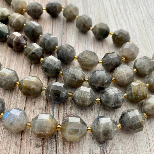 Load image into Gallery viewer, Half Strand Labradorite, Faceted Round, Rondelles, 12mm x 13mm, BD-0007
