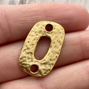 Hammered Oval Connector, Textured Rectangle Link, Gold Jewelry Supply, GL-6206