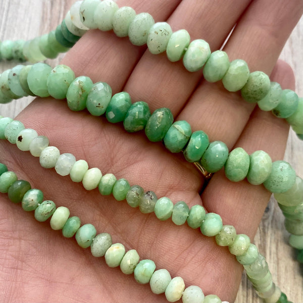 Load image into Gallery viewer, Full Strand Chrysoprase Beads, Faceted Rondelles, Various Sizes, BD-0009, BD-0010
