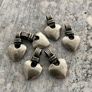 2 Puffy Heart Charms, Antiqued Silver, PW-6213