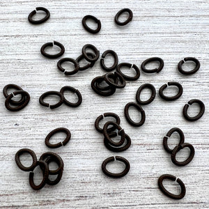 6x8mm Oval Rustic Brown Jump Rings, Textured Brass Jump Rings, 20 rings, BR-3010