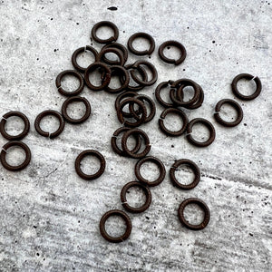 7mm Textured Rustic Brown Jump Rings, Brass Round Connector Links, 20 rings, BR-3011