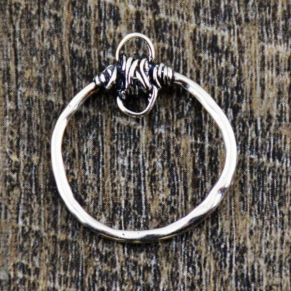 Load image into Gallery viewer, Artisan Hoop, Artisan Sterling Silver, Silver Casting, Sterling Hoop, Pendant, Earring Drop, Necklace Drop, Artisan Charm Holder, SS-4002
