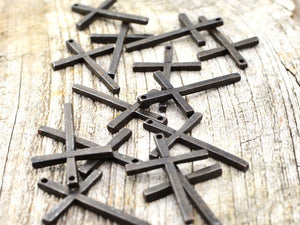 2 Cross Pendant, Rustic Cross Charm, Brown Cross for Jewelry, Crucifix, Men's Necklace, Cross for Jewelry Making, Stick Cross, BR-6014