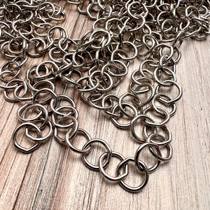 Large Smooth Chunky Chain, Circle Cable Bulk Chain By Foot, Silver Necklace Bracelet Jewelry Making PW-2043