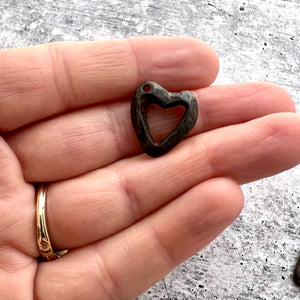 Rustic Hammered Open Heart Charm, Jewelry Making, BR-6225