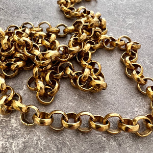 Large Hammered Rolo Chain, Thick Chunky Gold Chain by the Foot, Carson's Cove Jewelry Supplies, GL-2051