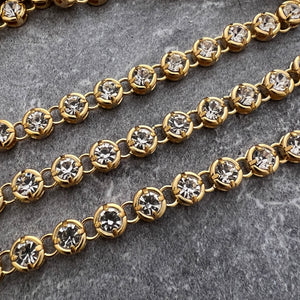 Gold Small Crystal, Chunky Rhinestone Chain Chain by the Foot, Jewelry Supplies, GL-2053