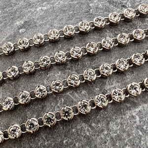 Silver Small Crystal, Chunky Rhinestone Chain Chain by the Foot, Jewelry Supplies, PW-2053
