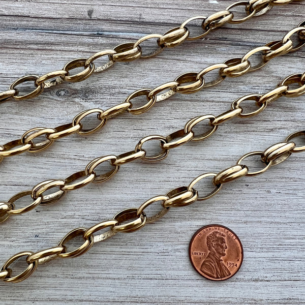 Load image into Gallery viewer, Large Gold Oval MultiRing Chain, Chunky Chain by the Foot, Antiqued Gold Jewelry Supplies, GL-2045
