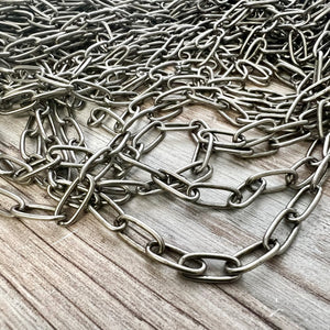 Minimalist Large Clip Silver Chain by the Foot, Rectangle  Paperclip Chain, Jewelry Supplies, PW-2054