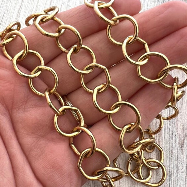 Load image into Gallery viewer, Large Smooth Chunky Chain, Circle Cable Bulk Chain By Foot, Gold Necklace Bracelet Jewelry Making GL-2043
