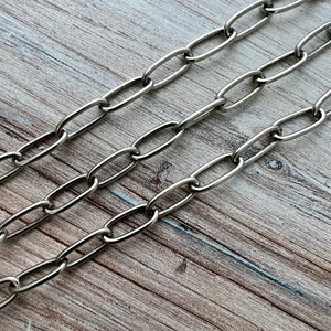 Minimalist Large Clip Silver Chain by the Foot, Rectangle  Paperclip Chain, Jewelry Supplies, PW-2054