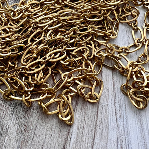 Gold Chain, Minimalist Alternating Links, Chain by the Foot, Oval Cable, Jewelry Supplies, GL-2036